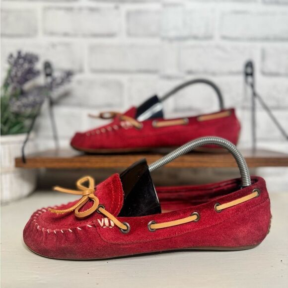 Lucky Red Leather Moccassin Abelle Slip One Shoes Size 8 - Picture 3 of 7